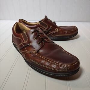 Johnston & Murphy Men's Shoes Tan Sheepskin Leather Lace Up Loafers Size 9.5 M